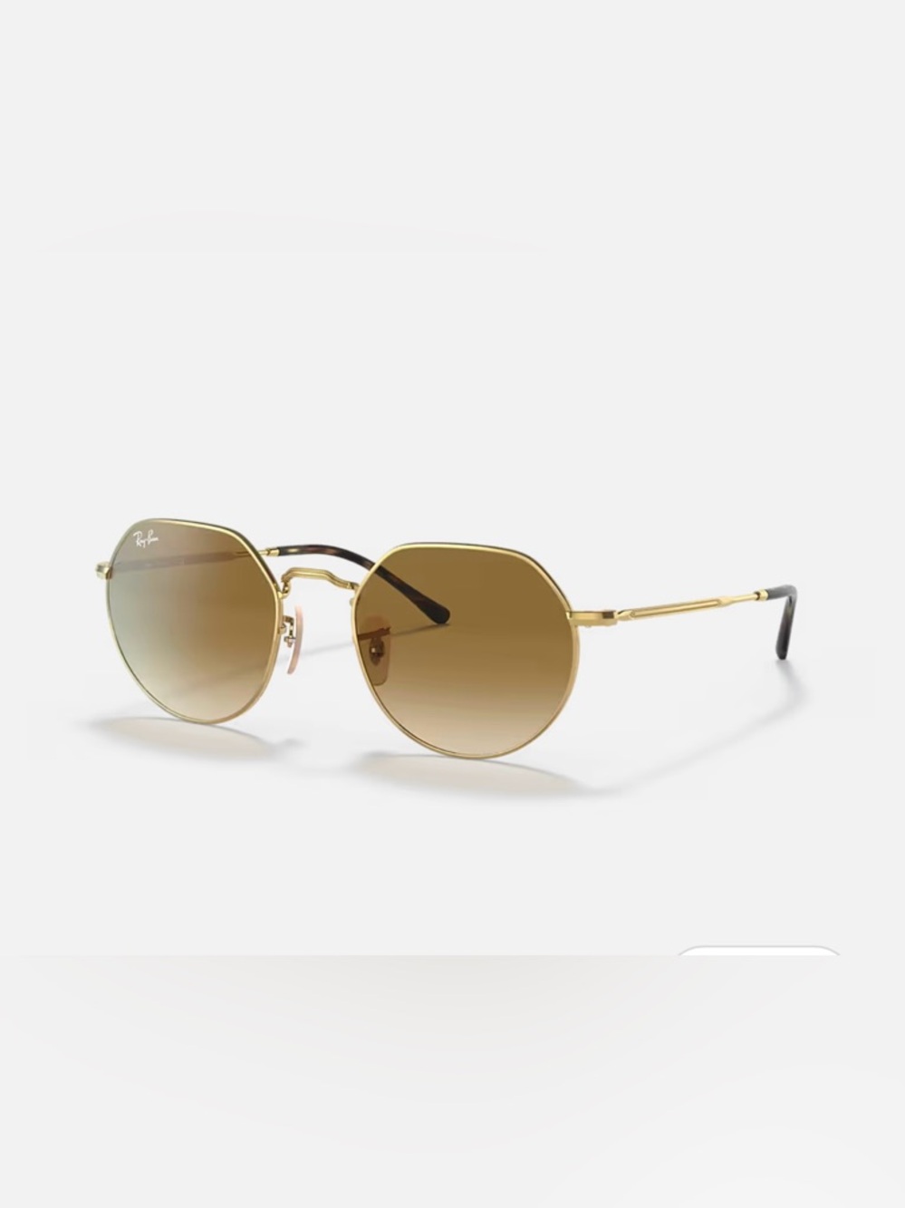 Ray-Ban Gold Frame Brown Gradient Lens Octagonal Sunglasses